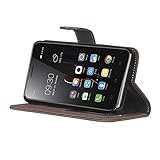 BONROY® Tasche Hülle für Handyhülle für Lenovo A5000 Retro matte Leder PU Leder Flip Schutzhülle Case Cover Etui Lederhülle mit Silikon Back Cover PU Leder Handytasche im Bookstyle Stand Funktion Kartenfächer Schale Stoßfest Handyhülle für Lenovo A5000 - 