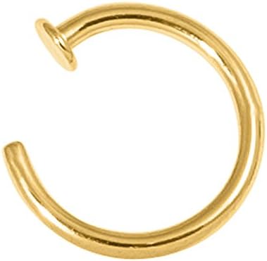 18ct Gold Plated Surgical Steel Open Nose Ring. Size 1.2mm Gauge, 8mm Internal Diameter. Nose Stud Nose Hoop Nose Screw Nose Pin Nostril. Nose Piercing Jewellery. TDi Jewellery Sizing Card Included.