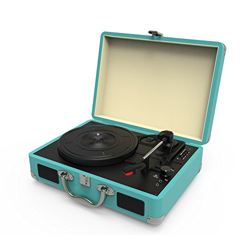 MSTING Platine Vinyle Tourne Disque Vintage Valise Plateau Lecteur Vinyle Rétro Bluetooth USB Nostalgie Record Lecteur avec Haut-Parleur Courroie Aux-in RCA 33/45/78 RPM