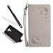 Produktbild Handyhülle für Huawei Mate 9,Lederhülle für Huawei Mate 9,Leeook Retro Elegant Grau Prägung Schmetterling Rosette Rose Blume Blüte Muster Entwurf Flip Cover Wallet Brieftasche Hardcase Taschen Schalen Handy Tasche im Bookstyle mit Standfunktion Karten Slot und Magnetverschluß Flip Case Hülle PU Lederhülle für Huawei Mate 9 + 1 x Schwarze Eingabestift-Gray