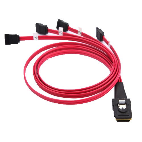 SODIAL (R) Mini 10 Gbps SAS 4i SFF-8087 36-Pin zu 4 SATA 7 Pin HDD Festplatte Splitter Kabel - 2