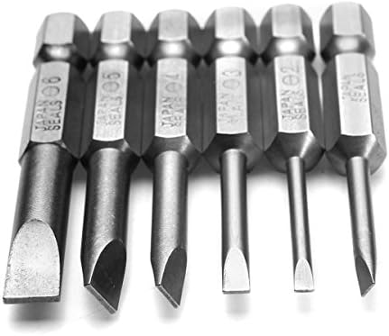 Wishfive 6pcs 50mm 2.0-6.0mm Flat Head Slotted Tip Screwdrivers Bits Set