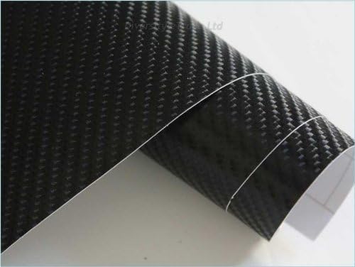 4D GLOSS CARBON FIBRE TEXTURED VINYL SHEET STICKER AIR FREE BUBBLE CAR WRAP NEW (4m x1.52m (157"" x59"), Black)