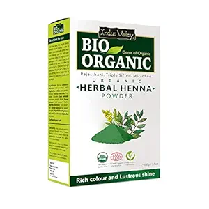INDUS VALLEY Bio Organic 100% Natural Herbal Henna Powder,100g