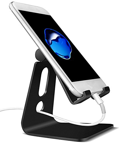 Demarkt Support Téléphone Smartphone Universal Bureau Multi Position Aluminium Portable Ajustable Stand Dock Pour E-readers iPhone 7 6 6s 6s plus 5s 5 HUAWEI Samsung S3 S4 S5 S6 S7 Noir 1PC