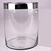 Produktbild Glaszylinder mit Silberrand oben als Dekoglas, Blumenglas und Teelichtglas. Höhe 12cm