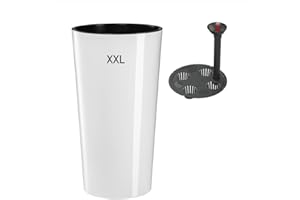 ‎MELTOM MELTOM Blumenkübel mit Bewässerungssystem Hochglanz Slim mit Herausnehmbaren Einsatz Blumentopf (Weiß, XXL)