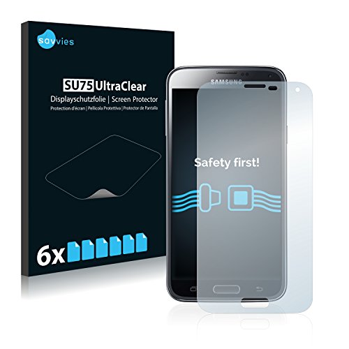 Savvies6 Pack Screen Protector compatible with Samsung Galaxy S5 SM-G900I SM-G900F Protection Film Clear