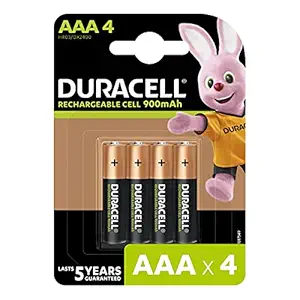 Duracell Rechargeable AAA 900mAh Batteries, 4 Pcs