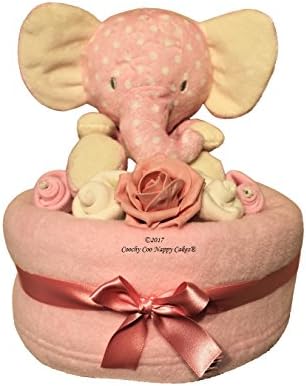 Pink Baby Girl Elephant Nappy Cake Gift - Free Delivery