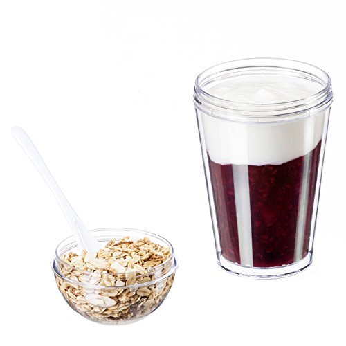 Müsli-to-Go Joghurtbecher to go Müslibecher Müslischale Joghurt Becher mit dichtem Deckel Grün - 5