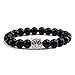 Produktbild DLIAAN Armbänder Antik Silber Tier Eule Kopf Armband Männer Schmuck Mode Schwarz Matt Vulkan Natürliche Lava Stein Perlen Männer Armbänder