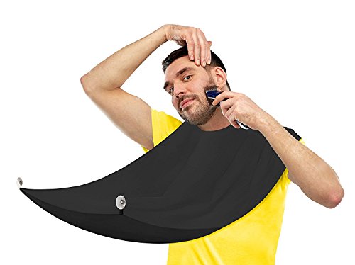 Bart Cape für, Rasieren, Bart und Schnurrbart Lätzchen mit Saugnäpfen für Spiegel, Bart Catcher Schürze für Bearded Men schwarz