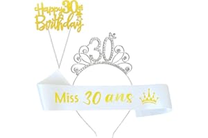 MKISHINE Echarpe pour 18/20/30/40 Ans - Miss 18/20/30/40 ans+ Couronne+Gâteau Topper,Cadeau Décoration Anniversaire 18/20/30/40 Ans Femme,photo props 18 ans Anniversaire