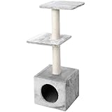Europet Bernina 431-406205 Katzenkratzbaum Classic-Eco Palazzo, circa 30 x 30 x 90 cm, hellgrau