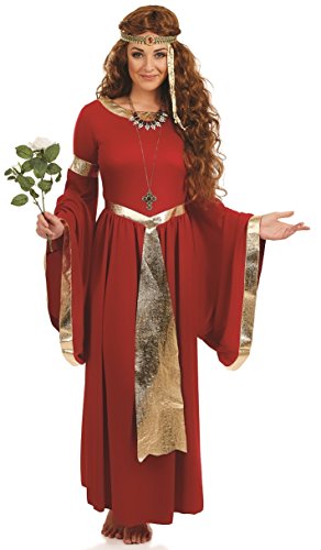Ladies Red Renaissance Juliet Book Day Week Medieval Banquet Fancy Dress Costume Outfit UK 8-26 Plus Size
