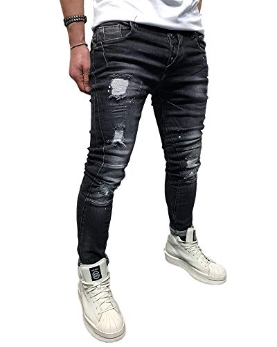 Bmeig Jeans Ajustados Hombre Rotos Pantalones De Mezclilla