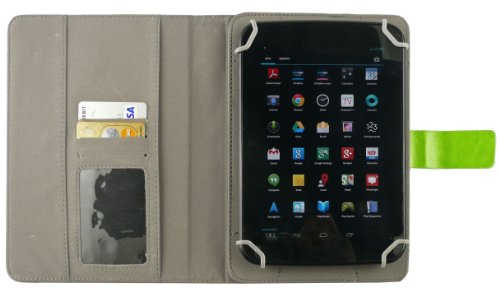 Emartbuy® Dragon Touch Y88X 7 Zoll Tablet PC Quad Core Universalbereich Grün Multi Winkel Folio Executive Case Cover Wallet Hülle Schutzhülle mit Kartensteckplätze + Grün Eingabestift - 5