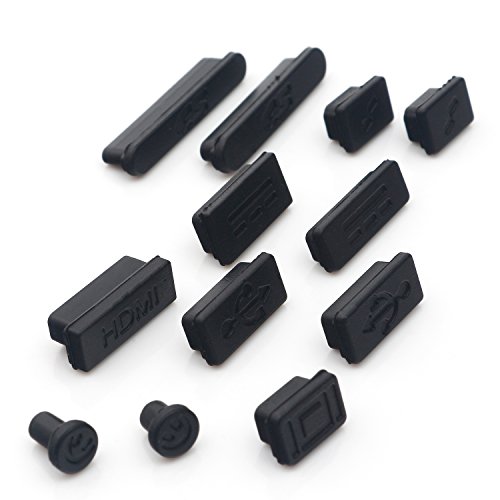 iProtect Staubschutz 12er Set Anti-Staub Abdeckung Stecker für Apple Macbook Air 11″ 13″ Macbook Pro Retina 13″ 15″ in Schwarz - 4