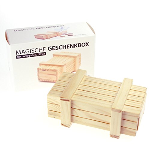 Magische Geschenkbox zur Hochzeit – personalisiert mit Namen und Gravur – Trickkiste für Geldgeschenke – Knobelspiel – Verpackung für Hochzeitsgeschenke – Motiv Ringe – hell – 10,5 x 6,5 x 4 cm - 6