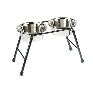 Classic Caldex Comedero Doble Metálico con Base Elevada, Metal, 900 ml