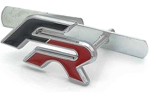 AUTOZOCO Insigne FR pour grille de voiture, emblème FR Grille, insigne en forme de voiture FR, compatible avec Seat Leon Cupra Ibiza Altea Exeo Formule SC Racing, alliage de métal, noir et rouge