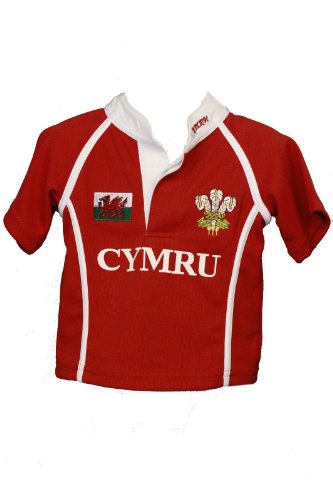 [6-12 Months] WELSH CYMRU BABY KIDS 'GETHIN' COOLDRY WALES RUGBY FOOTBALL TOP RED & WHITE