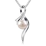 B.Catcher Perle Halskette Kette Anhänger 925 Sterling Silber "Die wahre Liebe" Schmuck Süßwasser Zuchtperle Schmuck 45CM Kettenlänge Geschenk für Damen
