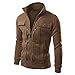 Produktbild Herren Jacke, DAY.LIN Herren Schlank gestaltet Revers Strickjacke Mantel Jacke (M, Kaffee)