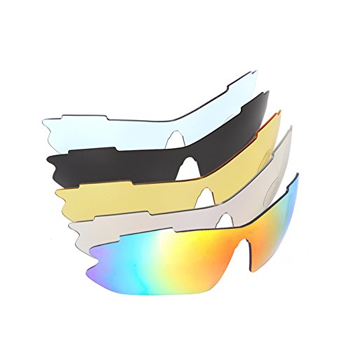 Radbrille Polarisiert Sportbrille QHUI UV400 Outdoor Biegbaren Nasenbügel mit 5 Wechselbare Linsen für Skilaufen Golf Radfahren Laufen Angeln Baseball - 6