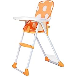 RXGY Silla Alta, Trona Ajustable Plegable con Bandeja extraíble de Profundidad Ajustable y arnés de Seguridad Silla Alta para niños (Naranja)