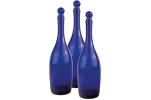 BELLEROFONTE Bouteilles en verre bleu pour eau solarisée 750 ml avec bouchon de pression avec joint (3)