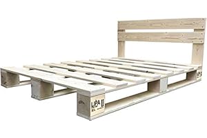 ‎LIPA LIPA Palettenbett mit Kopfteil Massivholzbett Bett Holz 140x200 Holzbett 140cm Paletten (140 x 200 cm)