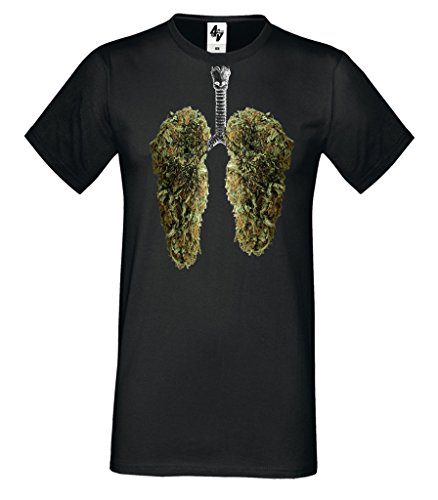 4sold - Camiseta - para Hombre Negro Black Leaves Medium