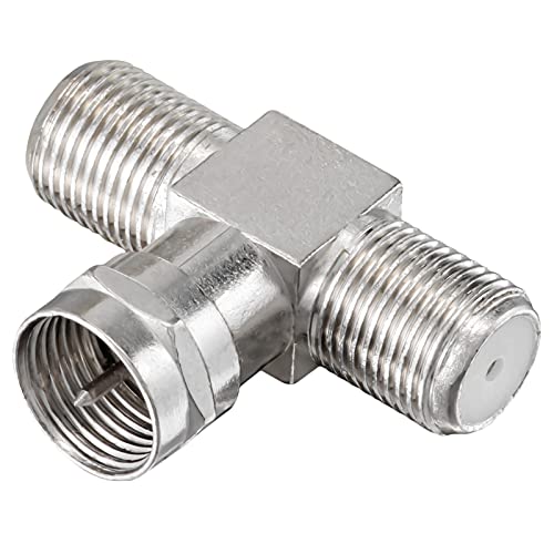 HB-DIGITAL Splitter TV satellitare –BK–Cavo adattatore a T a 2 vie / 5–2400 MHz–digital & analog–Sat DVB-S DVB-S2 FM FM TV via cavo DVB-C adattatore antenna3XF femmina 2x F-Buchse 1x F-Stecker zincato