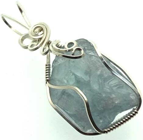 Celestite Gemstone Silver Filled Wire Wrapped Pendant