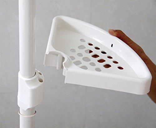 WOLTU BZ4106-1 Badregal Duschecke Teleskop , Höhe 120-250cm , 4 wasserdurchlässige Ablagen, 2 Handtuchhalter , Weiss - 7