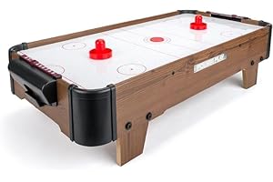 B4E 28 Inch Table Top Air Hockey Game | Tabletop For Adults Runs On 8 x AA Batteries | Game With 2 Paddles & 2 Pucks | Wooden Portable Tabletop Game