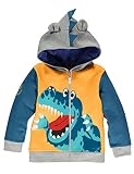 COCM10 Boys Cartoon Crocodile Dinosaur Zipper Packaway Hoodies Winter Jacket Lined School Coat 1 2 3 4 5 6 Years