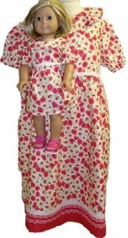 Matching Red Flower Dress for Girls Dolls Size 5