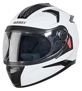 STEELBIRD HI-GN SBH-17 Robot Glossy Glass Helmet with Plain Visor (White, 600mm, Large)