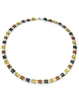 Mehrfarbiger Bernstein Sterling Silber Halskette 43 cm