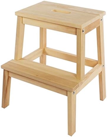 HAIPENG Solid Wood 2 Steps Stool Stairs Ladder Chair Multifunction Change Shoes 2 Steps 3 Colors High 50.5CM (Color : Log color)