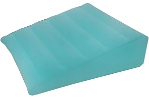 ObboMed HR-7510 uppblåsbar bärbar sängkudde med velouryta för att sova, resa, semester – horisontell indention för att förhindra glidning – storlek S: 58 x 57 x 4-19 cm