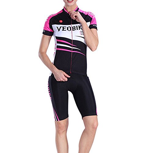Veobike Damen Radtrikot Set Kurzarm Fahrradtrikot Suit für Reiten Radfahren Radsport - 3