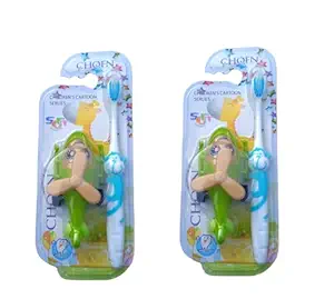 Cartoon series toothbrush for Children serlies kids with soft bristles with Mini toy ( pack of 2 set With Multicolored) style 2