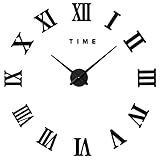 Chen Rui TM DIY Große Wanduhr Big Armbanduhr Aufkleber 3D Spiegel Aufkleber Römischen Ziffern Wanduhr Home Office Abnehmbarer Dekoration (Schwarz)