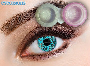 Contact Lens Case And Cleaning Solution For Use With 30 Day Eyecasions Aqua Fashion Lenses