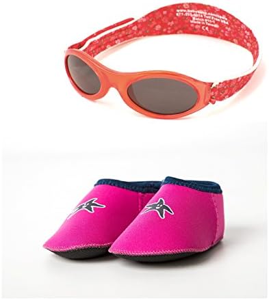 BabyBanz Petit Floral sunglasses and Pink Shore Feet Baby Shoes age 0-24 months Combo Pack (M, 12 - 18 months, shoe size UK C3.5-5, EU 19.5-22)