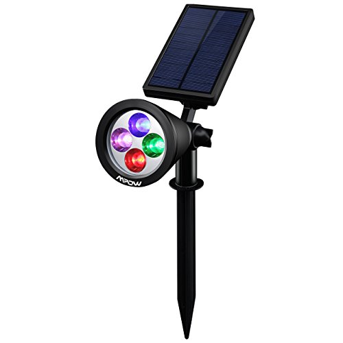 [LED 4 Farbe ]Mpow Spot Leuchte Solarleuchten mit 4 Farben LED IP65 Wasserdicht Gartenleuchten mit 200 Lummen Gartenleuchte mit Erdspieß Solar Spotlight für Garten Deko Garten / Outdoor Landscape
